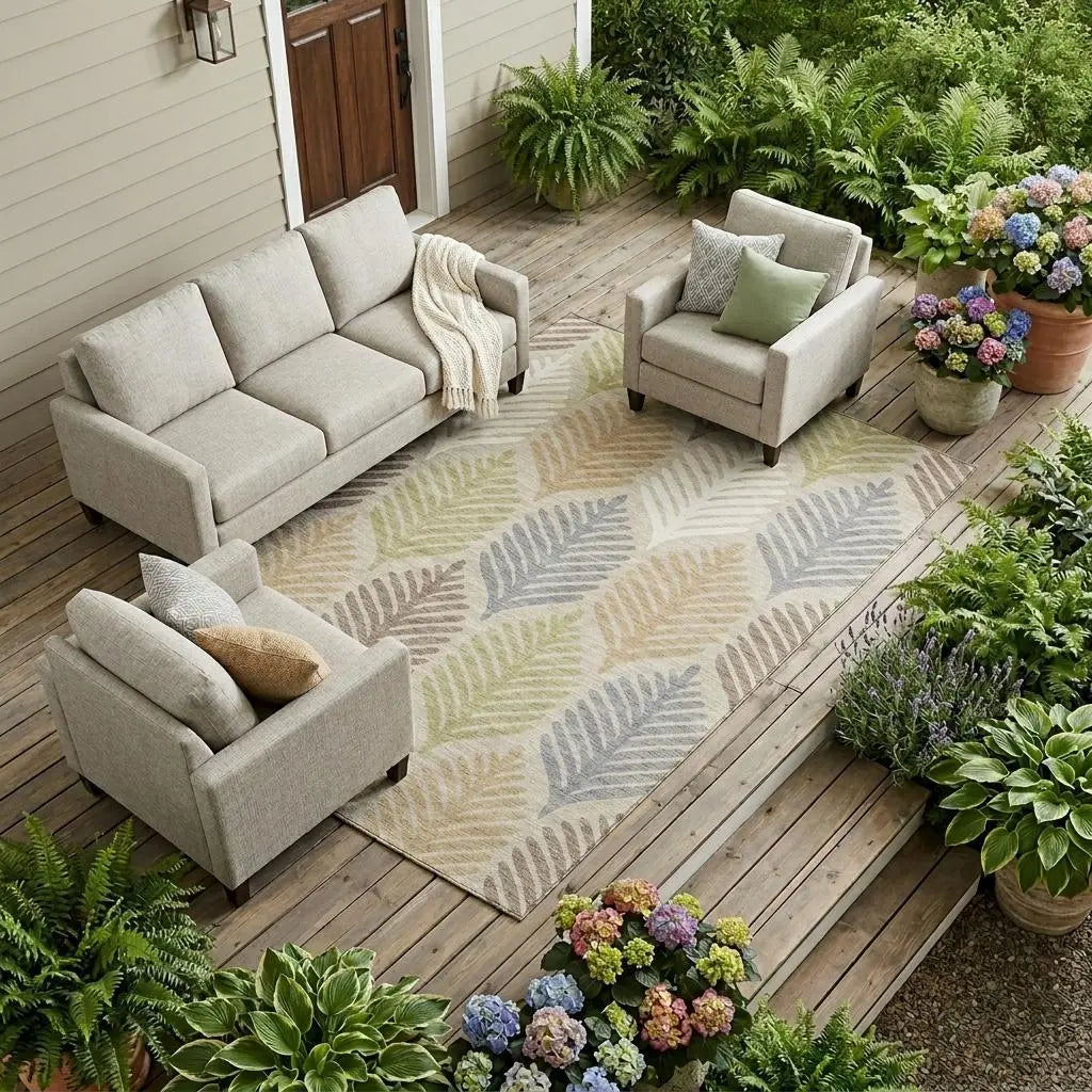 8' X 10' Beige And Ivory Floral Washable Indoor Outdoor Area Rug Homeroots Outdoor
