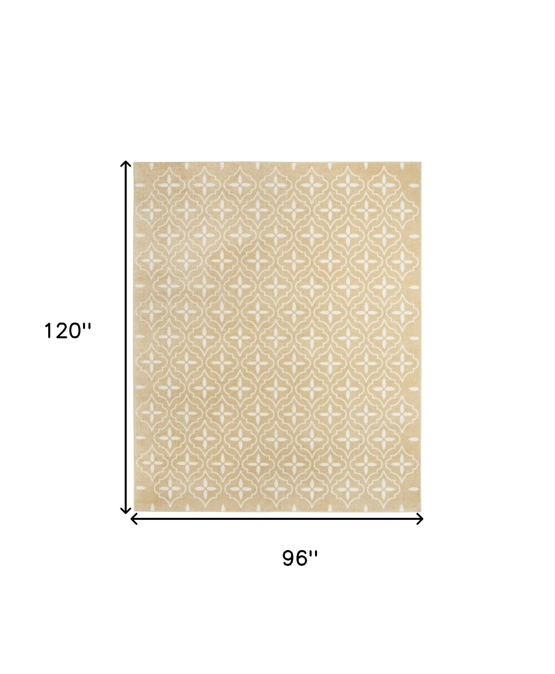 8' X 10' Beige And Ivory Geometric Indoor Outdoor Area Rug Homeroots Outdoor