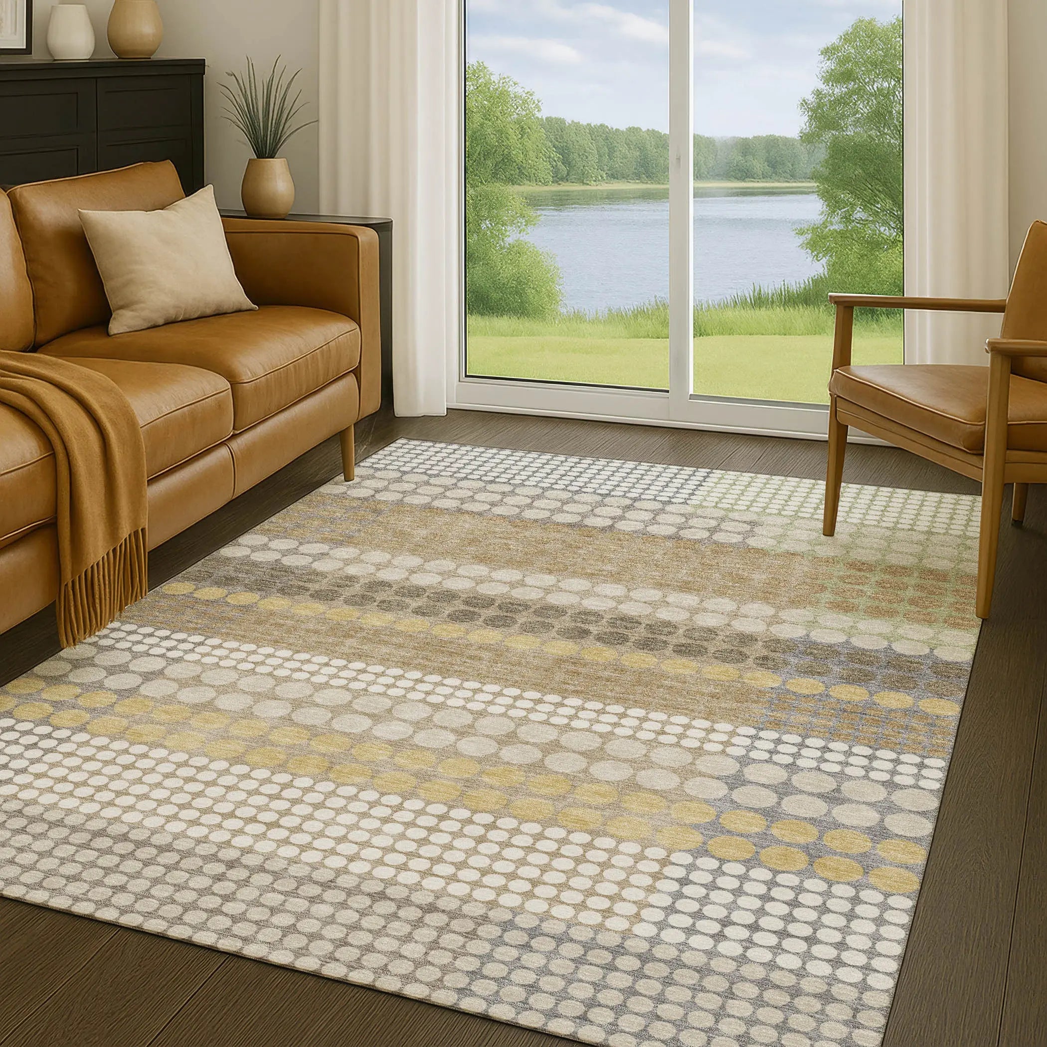 8' X 10' Beige And Ivory Geometric Washable Indoor Outdoor Area Rug Homeroots Outdoor