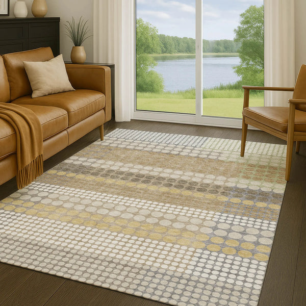 8' X 10' Beige And Ivory Geometric Washable Indoor Outdoor Area Rug Homeroots Outdoor