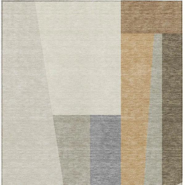 8' X 10' Beige And Ivory Geometric Washable Indoor Outdoor Area Rug Homeroots Outdoor