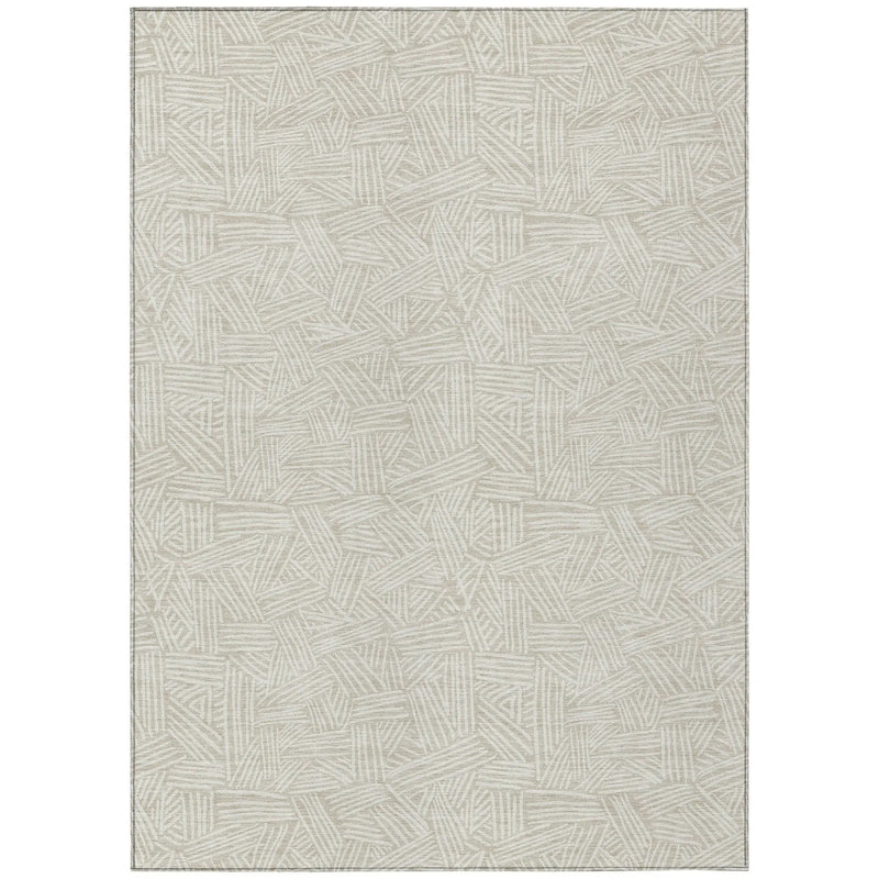 8' X 10' Beige And Ivory Geometric Washable Indoor Outdoor Area Rug Homeroots Outdoor