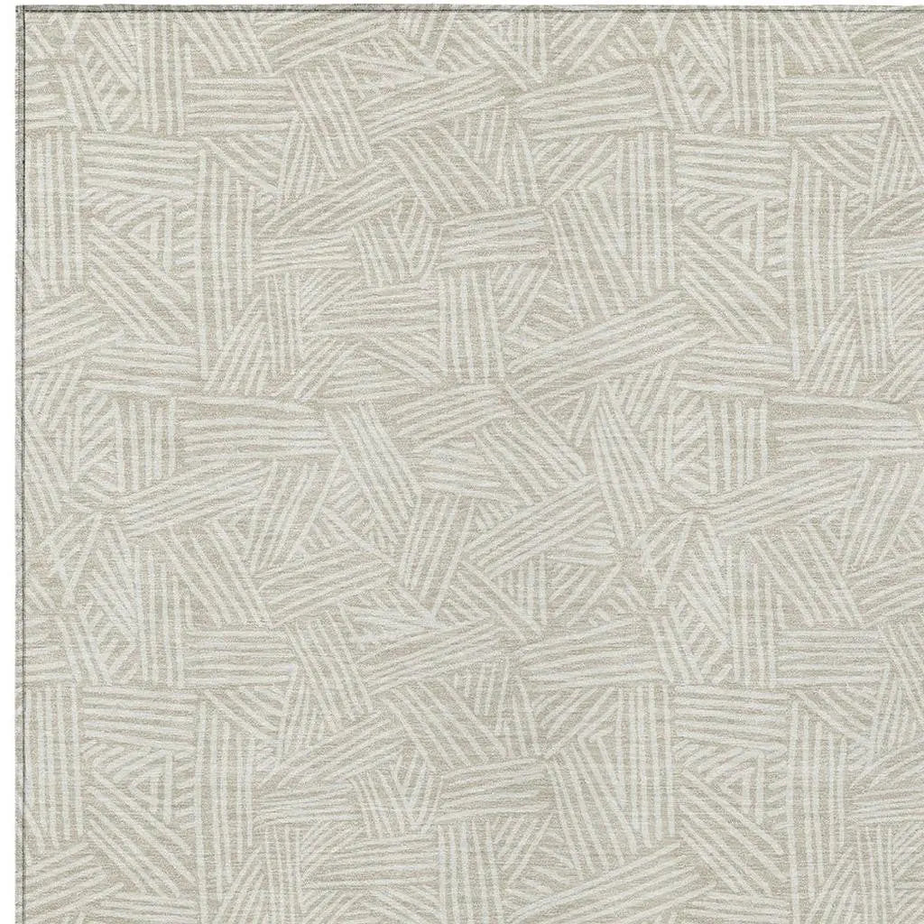 8' X 10' Beige And Ivory Geometric Washable Indoor Outdoor Area Rug Homeroots Outdoor