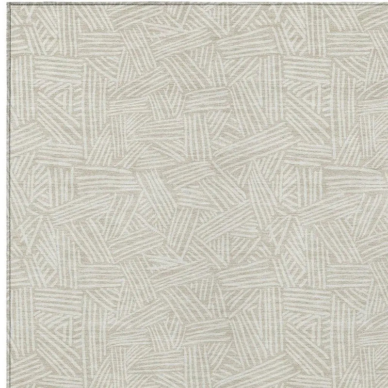 8' X 10' Beige And Ivory Geometric Washable Indoor Outdoor Area Rug Homeroots Outdoor