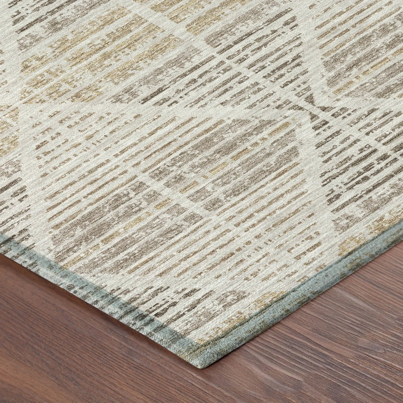8' X 10' Beige And Ivory Geometric Washable Indoor Outdoor Area Rug Homeroots Outdoor