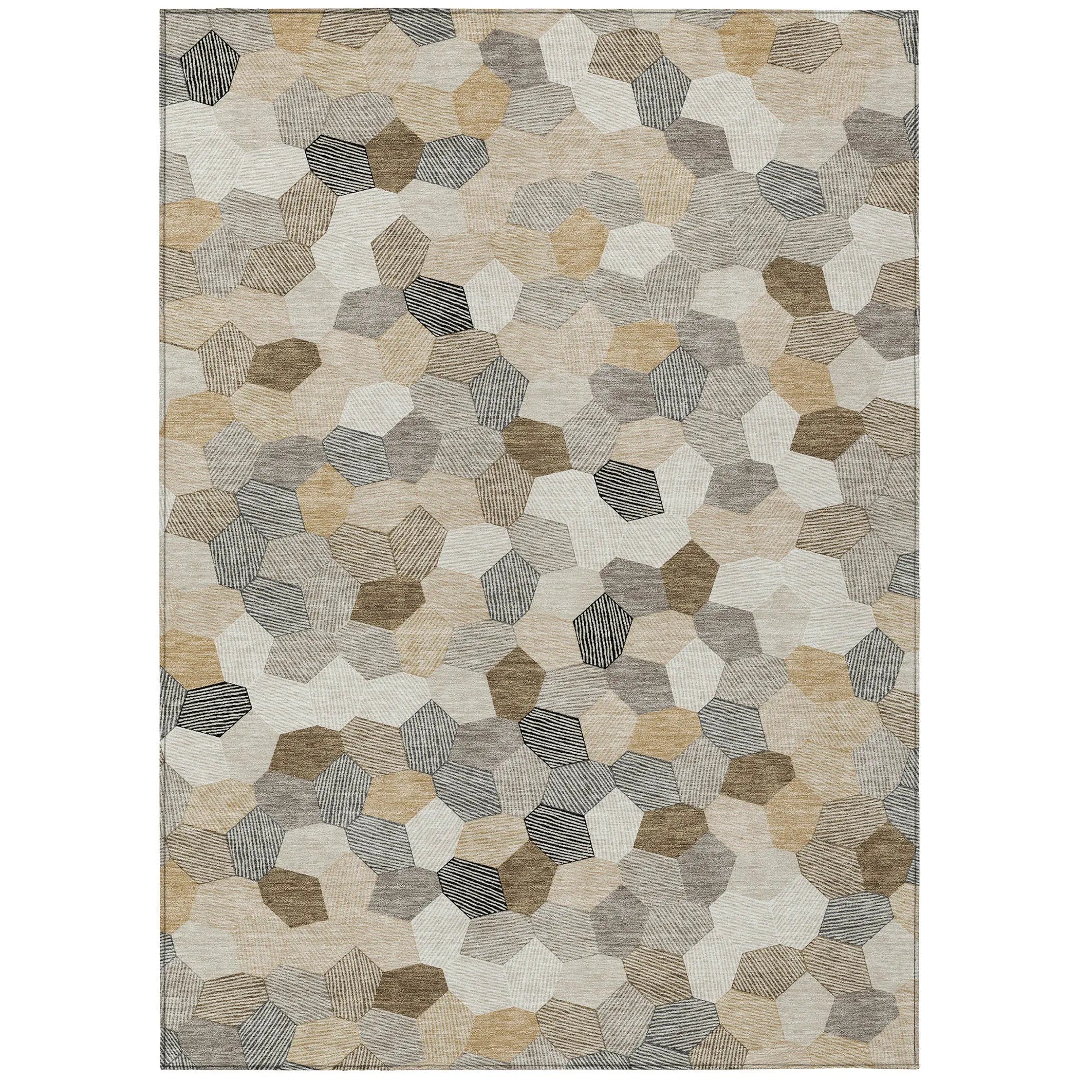 8' X 10' Beige And Ivory Geometric Washable Indoor Outdoor Area Rug Homeroots Outdoor
