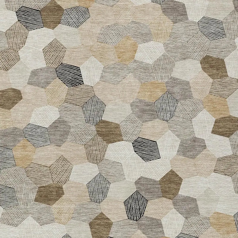8' X 10' Beige And Ivory Geometric Washable Indoor Outdoor Area Rug Homeroots Outdoor