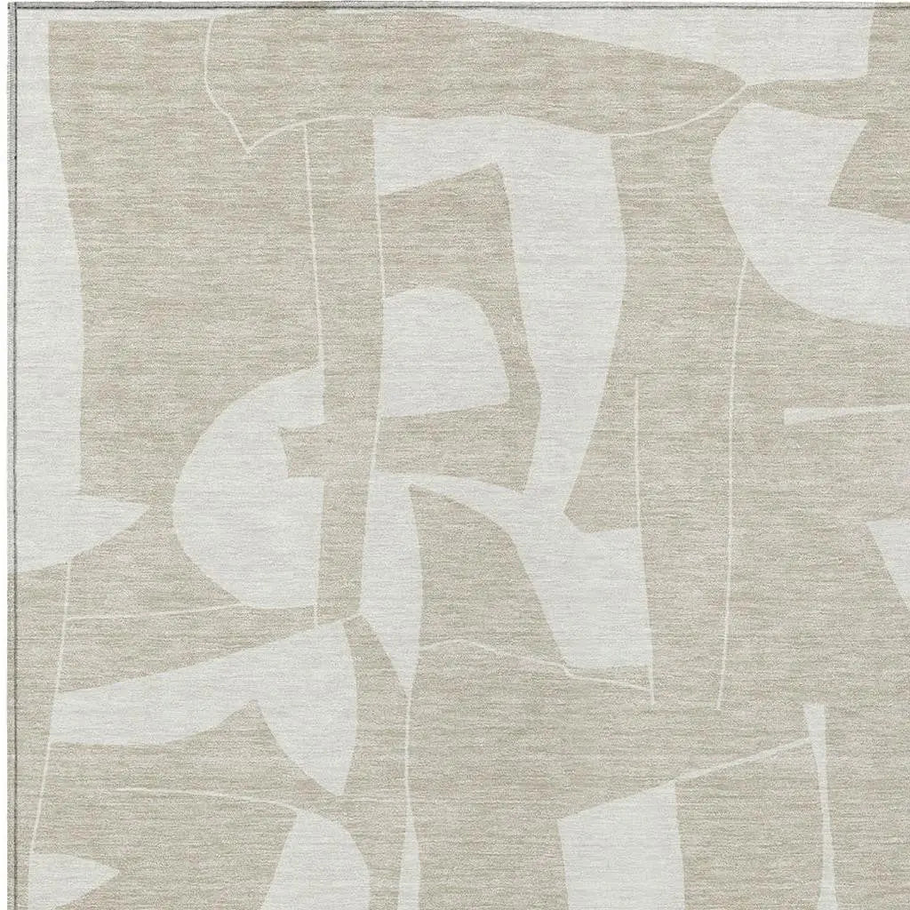 8' X 10' Beige And Ivory Geometric Washable Indoor Outdoor Area Rug Homeroots Outdoor