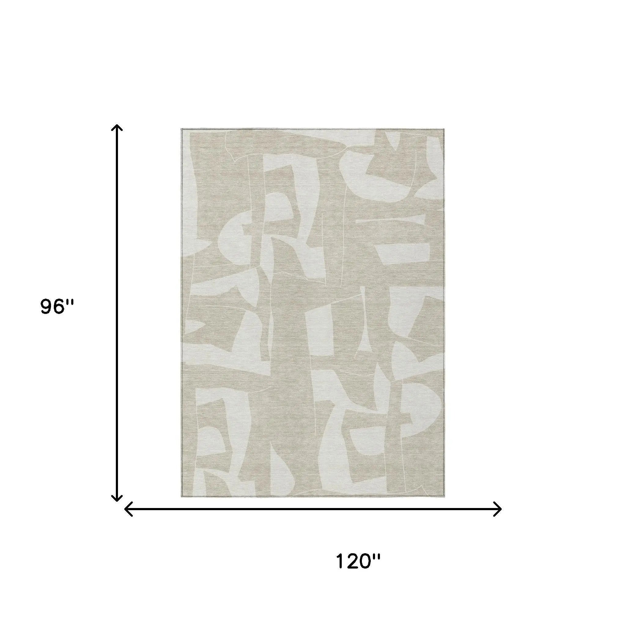 8' X 10' Beige And Ivory Geometric Washable Indoor Outdoor Area Rug Homeroots Outdoor