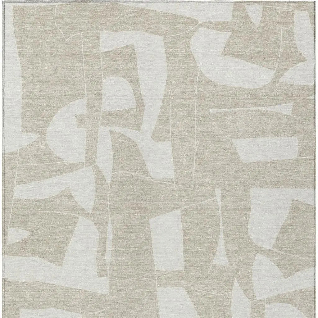 8' X 10' Beige And Ivory Geometric Washable Indoor Outdoor Area Rug Homeroots Outdoor