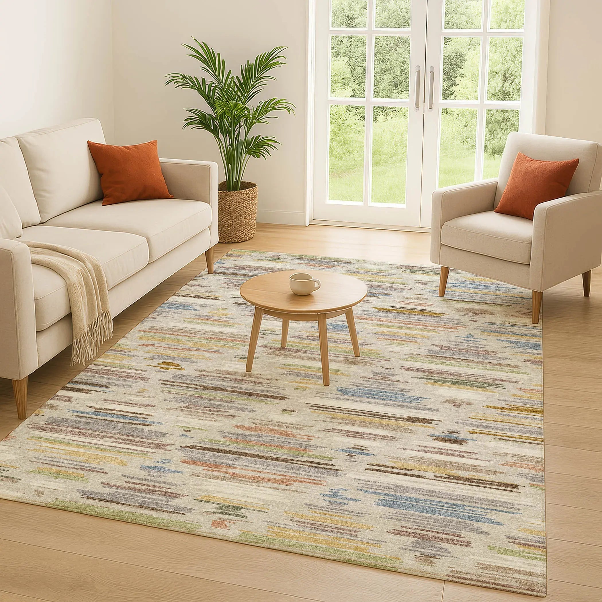 8' X 10' Beige And Ivory Southwestern Washable Indoor Outdoor Area Rug Homeroots Outdoor