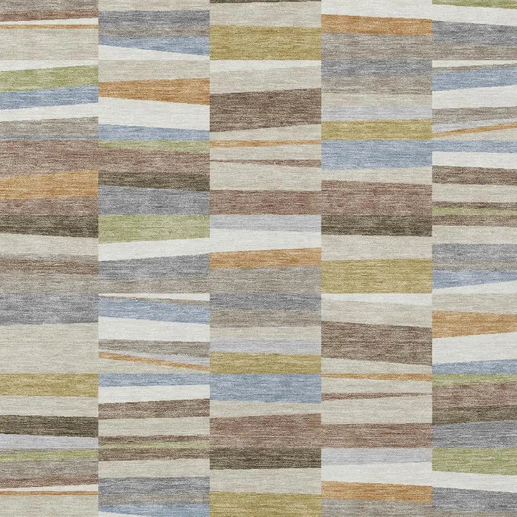 8' X 10' Beige And Ivory Striped Washable Indoor Outdoor Area Rug Homeroots Outdoor
