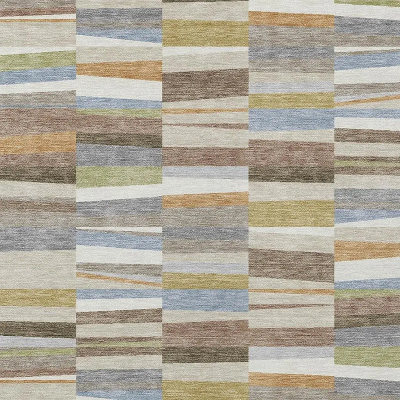 8' X 10' Beige And Ivory Striped Washable Indoor Outdoor Area Rug Homeroots Outdoor