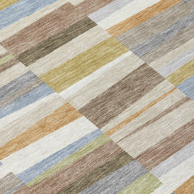 8' X 10' Beige And Ivory Striped Washable Indoor Outdoor Area Rug Homeroots Outdoor