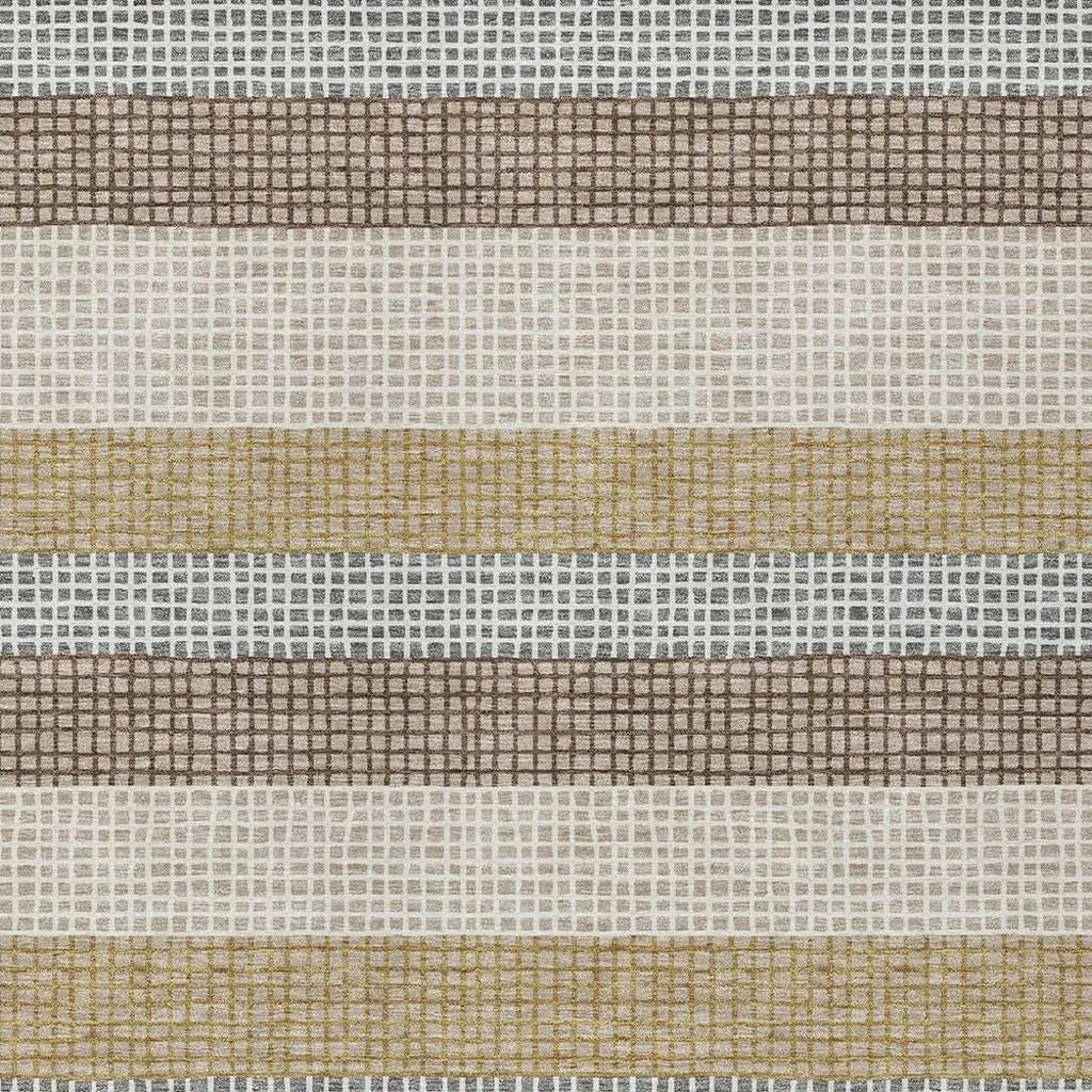 8' X 10' Beige And Ivory Striped Washable Indoor Outdoor Area Rug Homeroots Outdoor
