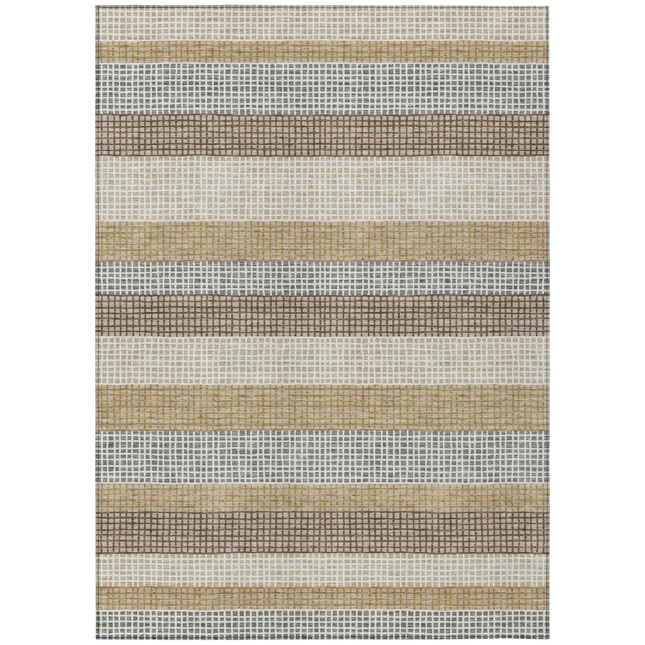 8' X 10' Beige And Ivory Striped Washable Indoor Outdoor Area Rug Homeroots Outdoor
