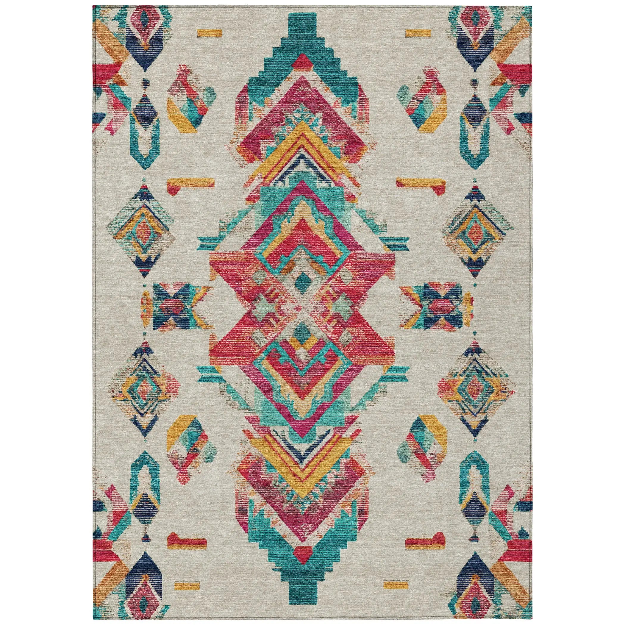 8' X 10' Beige And Ivory Tribal Washable Indoor Outdoor Area Rug Homeroots Outdoor