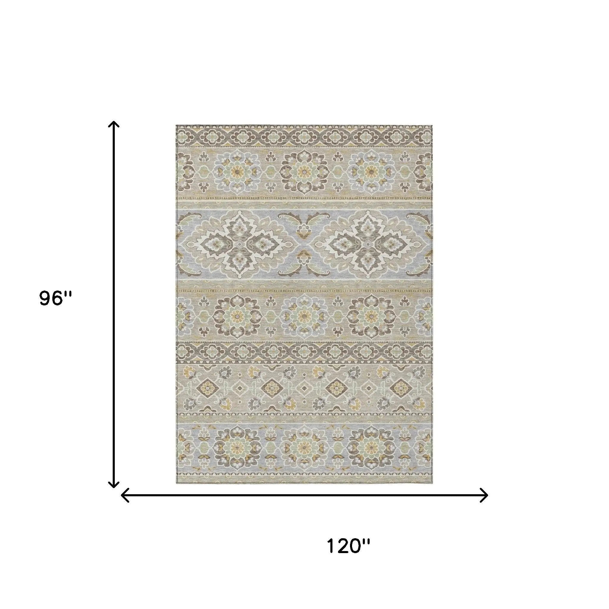 8' X 10' Beige And Ivory Tribal Washable Indoor Outdoor Area Rug Homeroots Outdoor