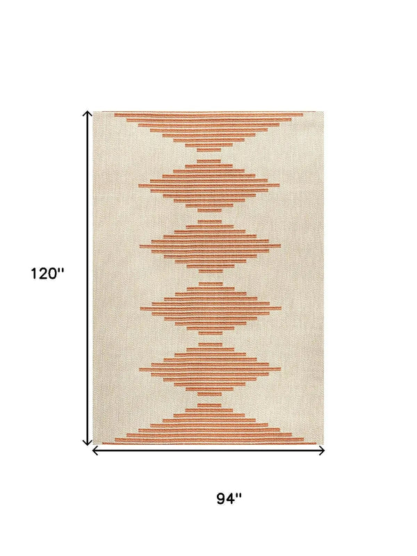 8' X 10' Beige And Orange Abstract Indoor Outdoor Area Rug Homeroots Outdoor
