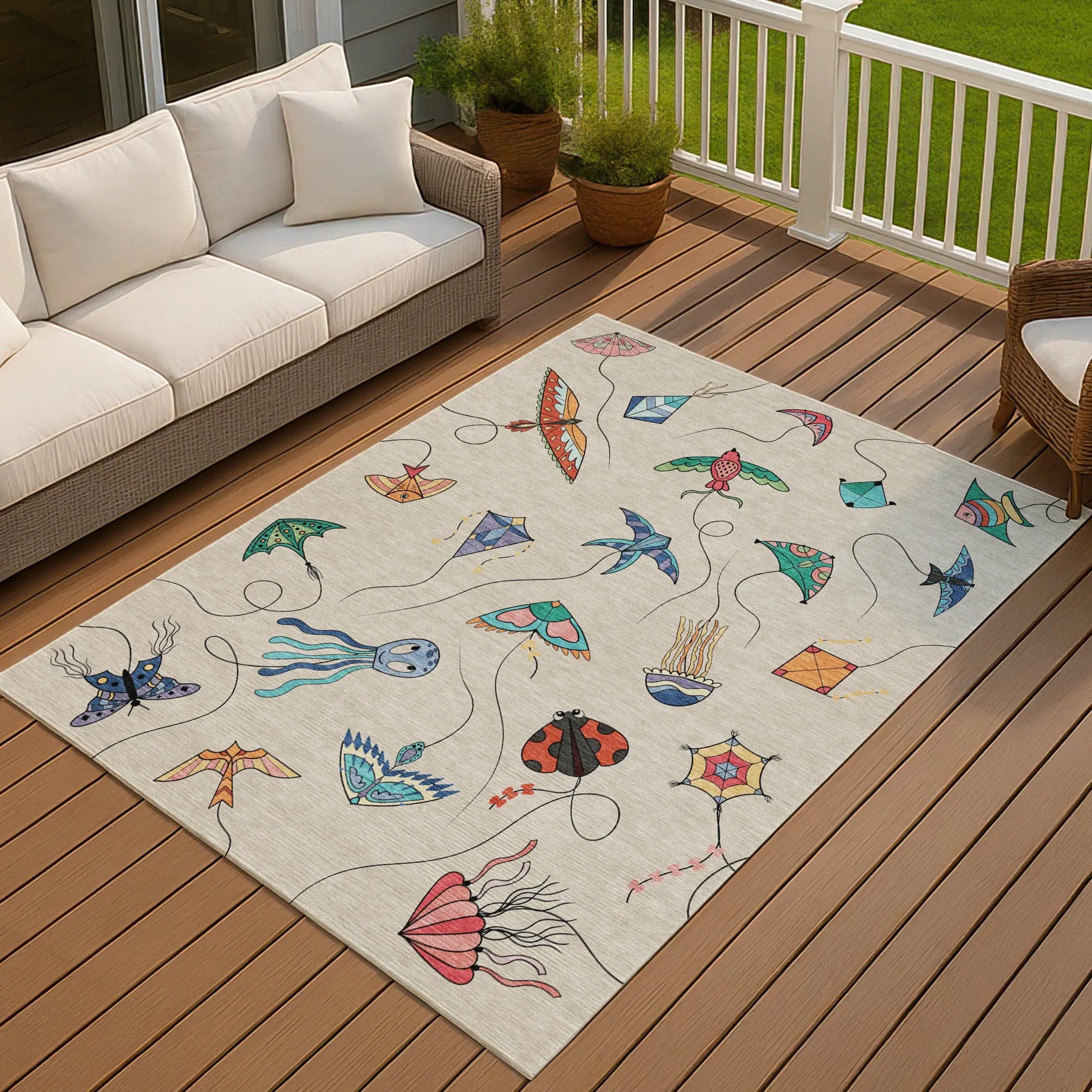 8' X 10' Beige And Orange Geometric Washable Indoor Outdoor Area Rug Homeroots Outdoor