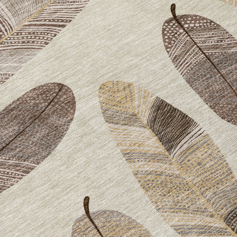 8' X 10' Beige And Sky Blue Botanical Leaves Washable Indoor Outdoor Area Rug Homeroots Outdoor