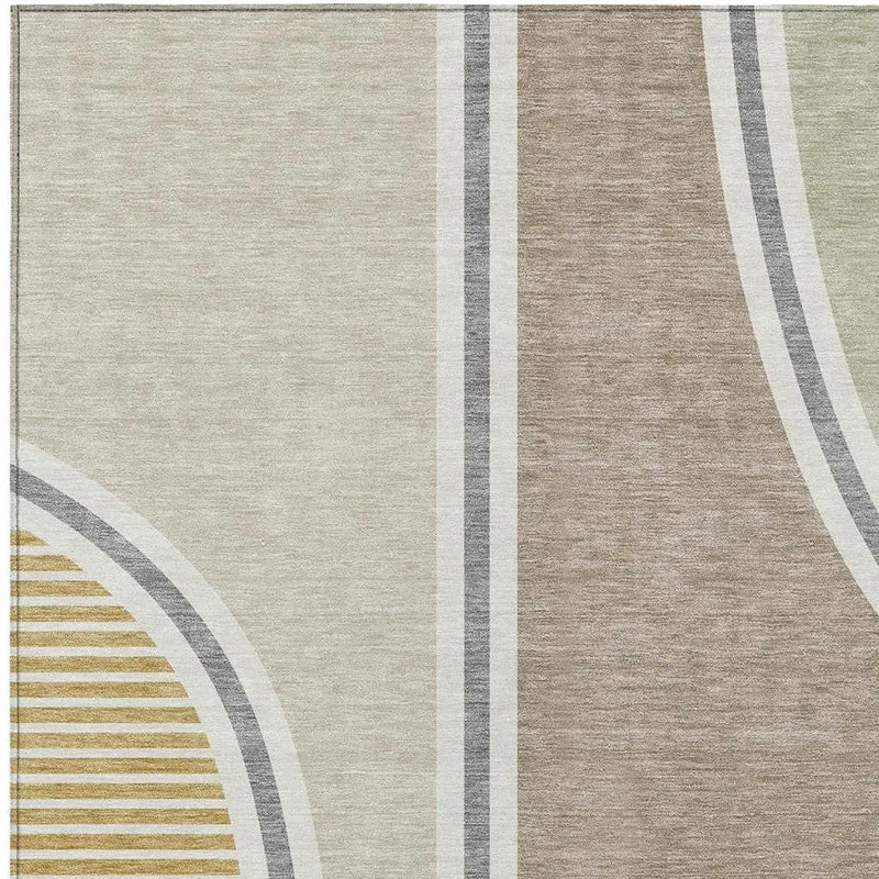 8' X 10' Beige And Taupe Geometric Washable Indoor Outdoor Area Rug Homeroots Outdoor