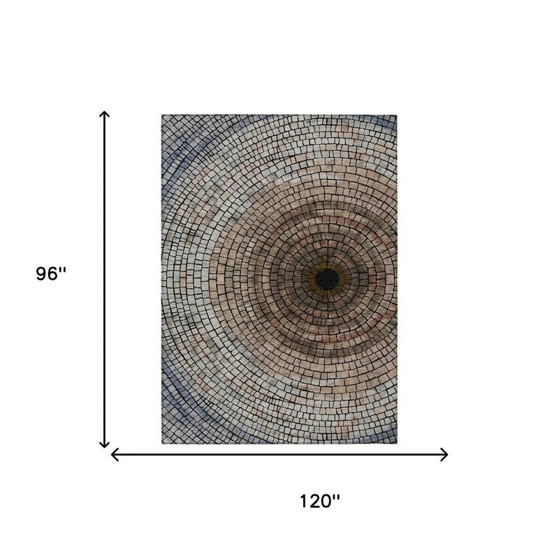 8' X 10' Beige And Taupe Geometric Washable Indoor Outdoor Area Rug Homeroots Outdoor