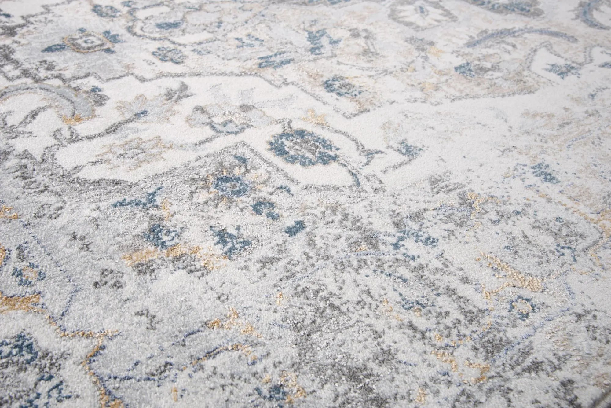 8' X 10' Beige Blue Gray And Rust Medallion Area Rug Homeroots Home Decor
