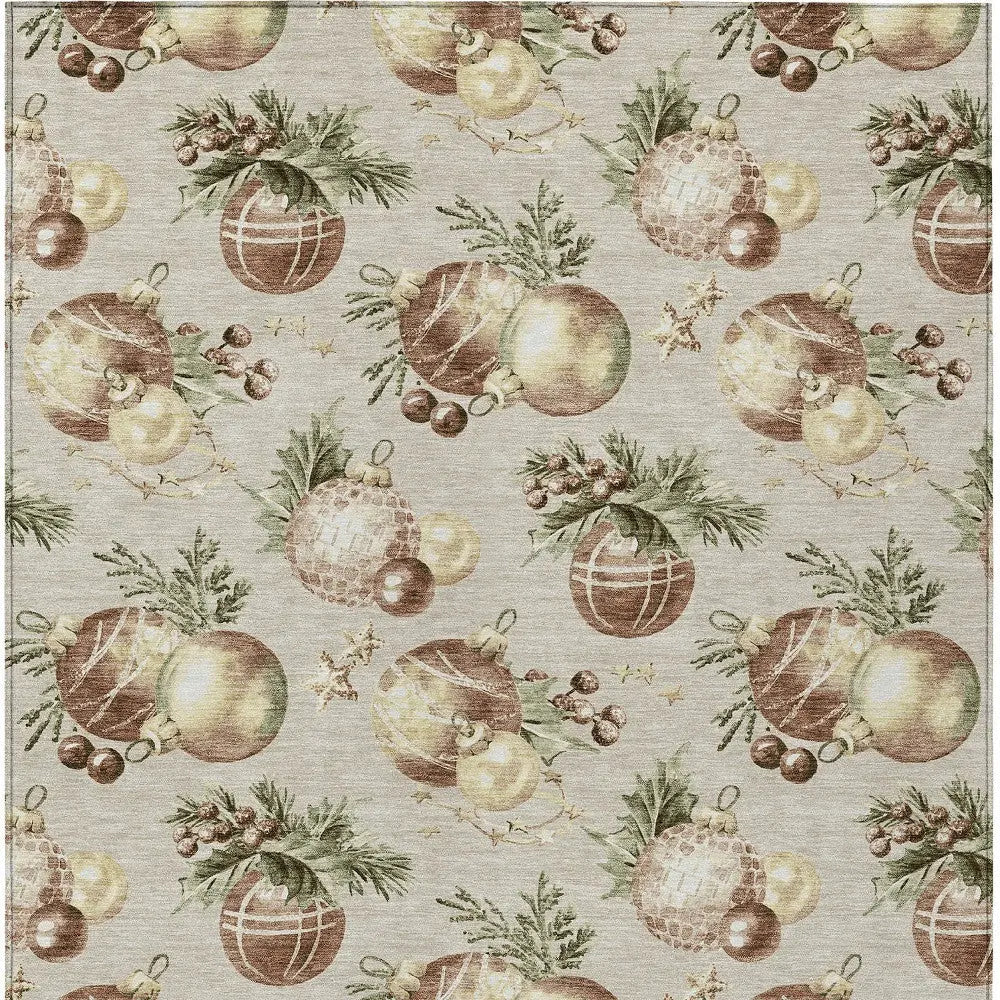 8' X 10' Beige Brown And Ivory Stars Washable Indoor Outdoor Area Rug Homeroots Outdoor