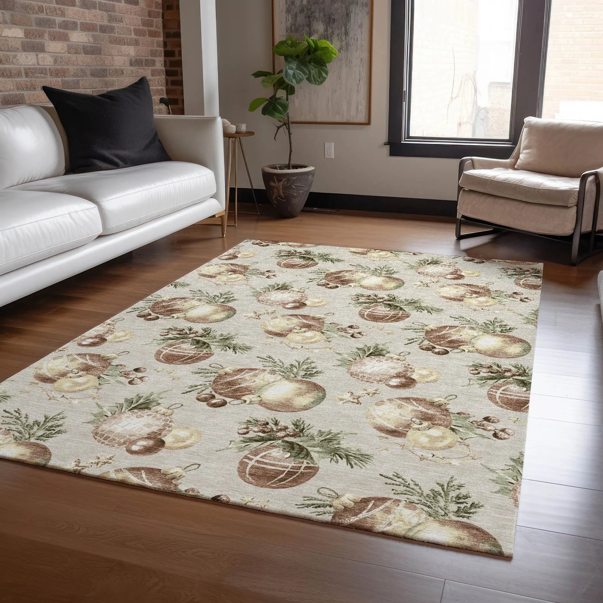 8' X 10' Beige Brown And Ivory Stars Washable Indoor Outdoor Area Rug Homeroots Outdoor
