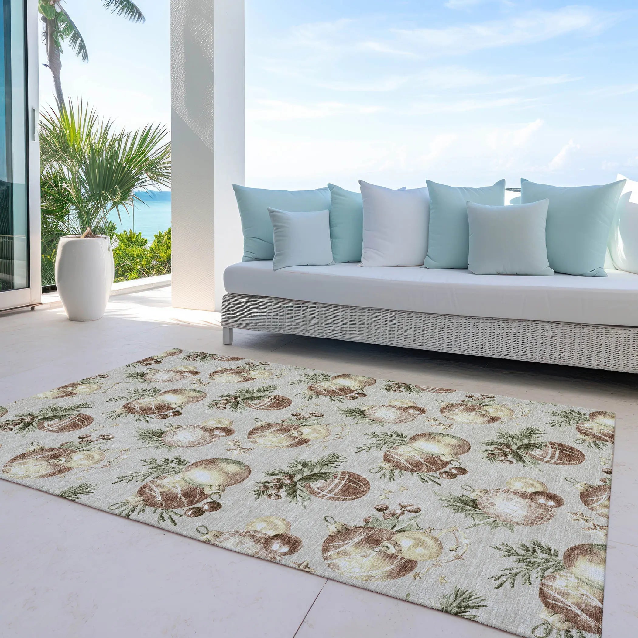 8' X 10' Beige Brown And Ivory Stars Washable Indoor Outdoor Area Rug Homeroots Outdoor