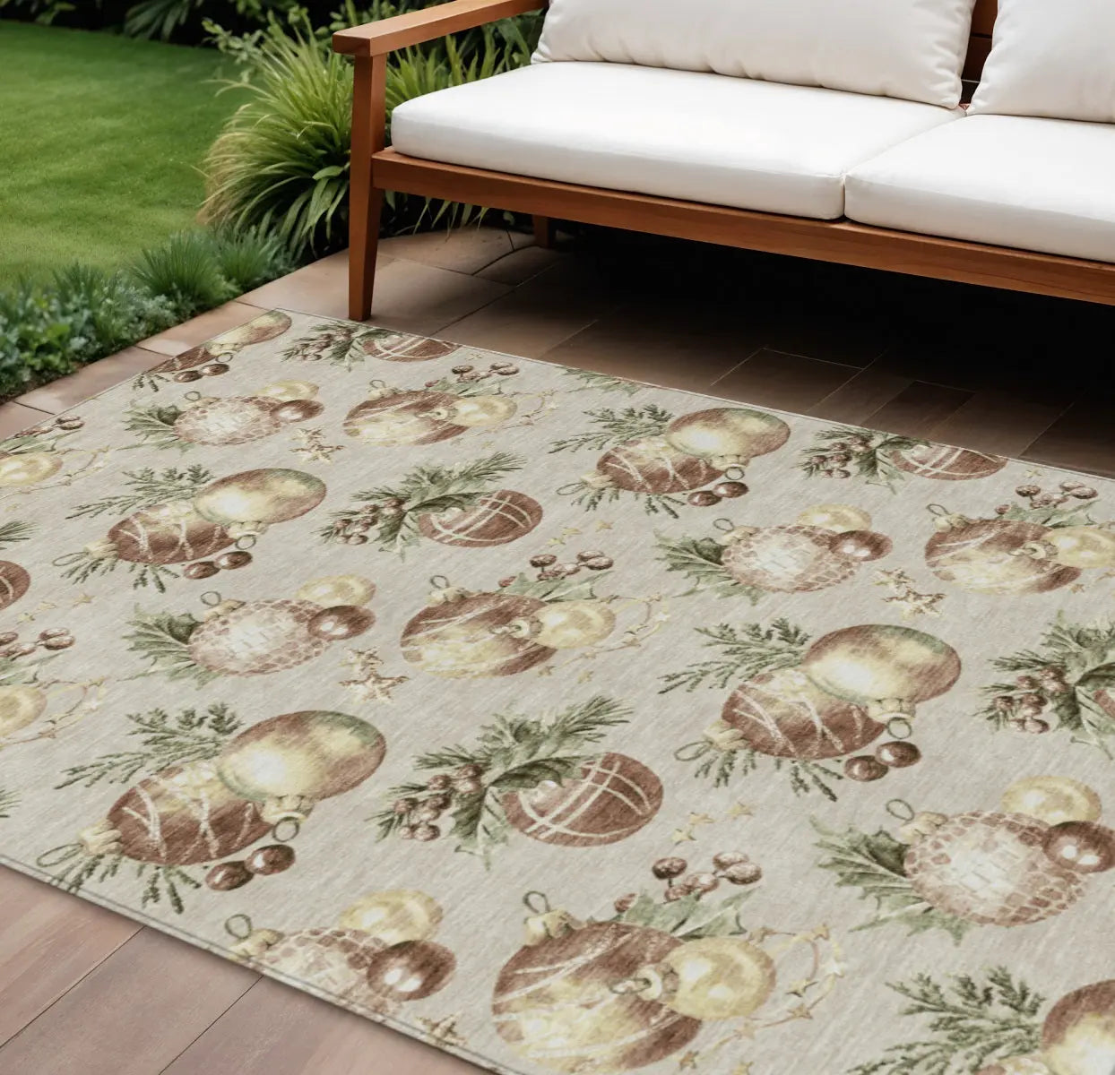 8' X 10' Beige Brown And Ivory Stars Washable Indoor Outdoor Area Rug Homeroots Outdoor