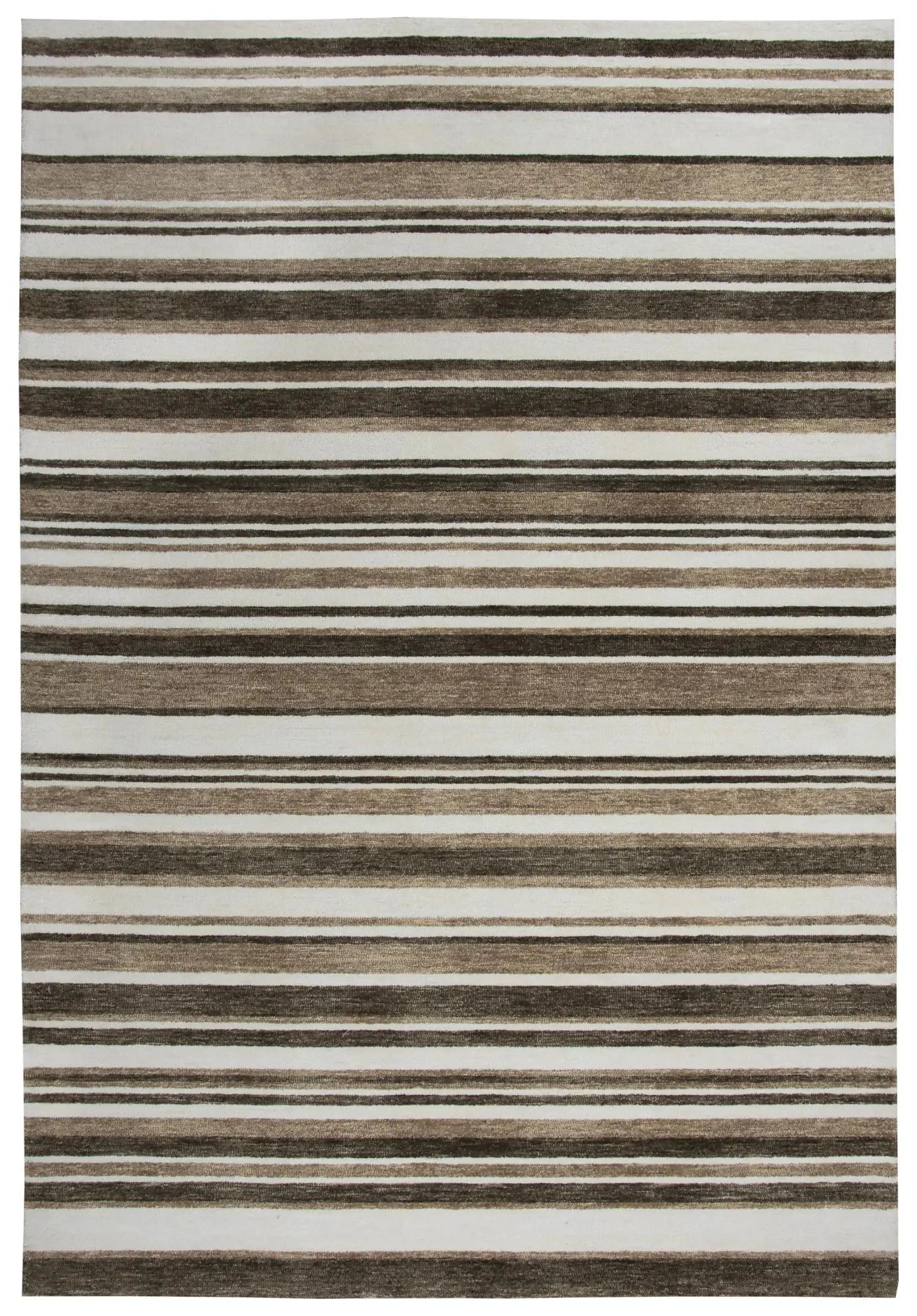 8' X 10' Beige Brown And Ivory Striped Hand Tufted Area Rug Homeroots Home Decor