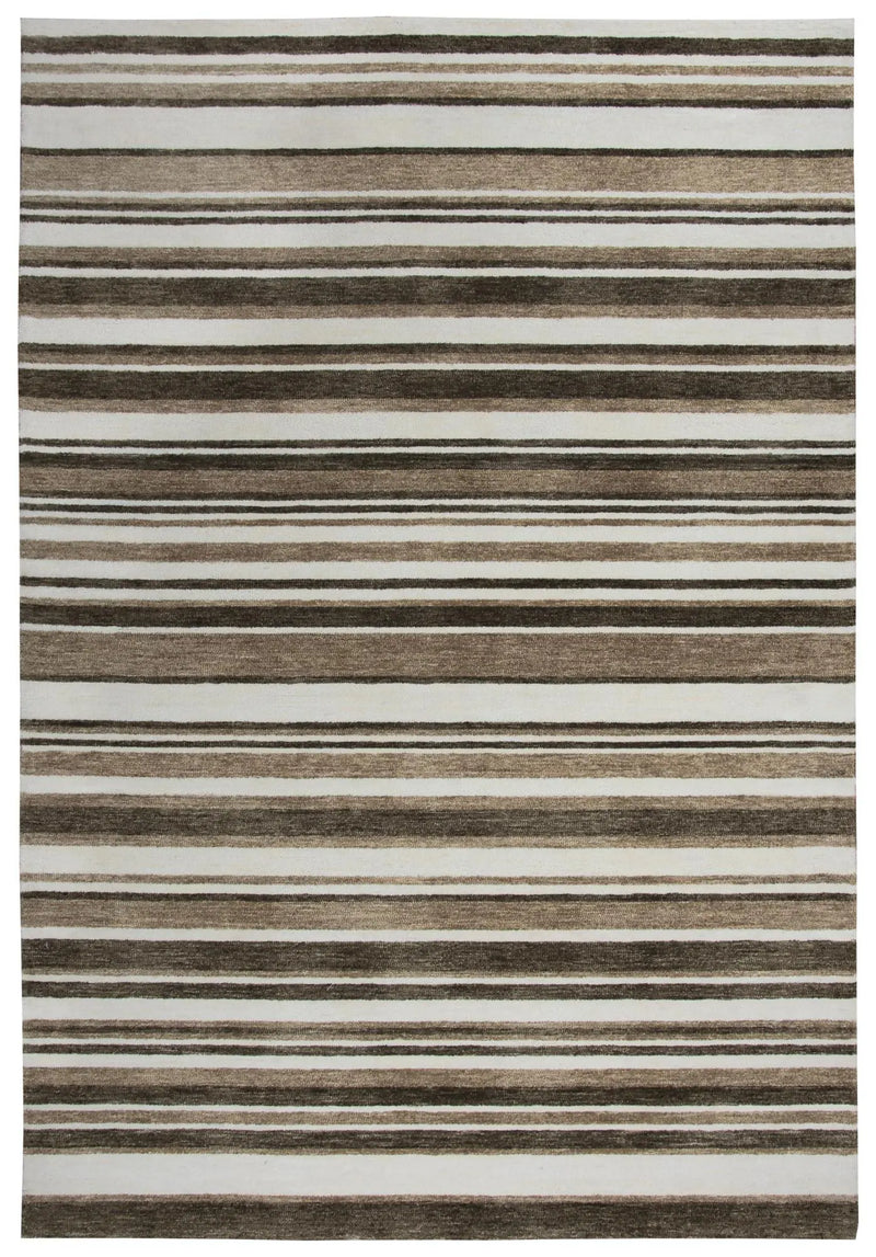 8' X 10' Beige Brown And Ivory Striped Hand Tufted Area Rug Homeroots Home Decor