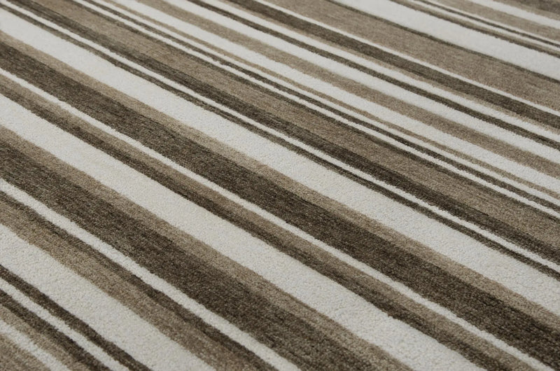 8' X 10' Beige Brown And Ivory Striped Hand Tufted Area Rug Homeroots Home Decor