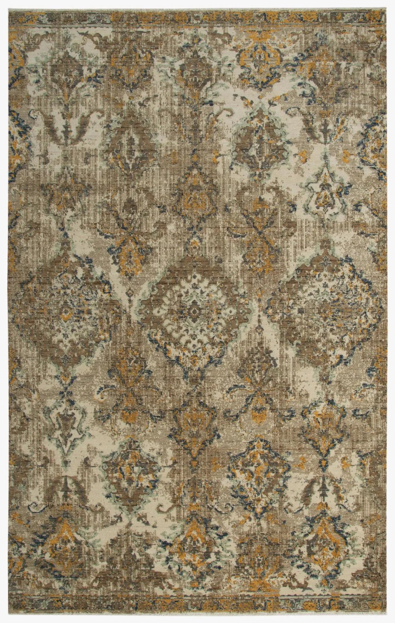 8' X 10' Beige Brown Ivory And Green Wool Oriental Hand Carved Handmade Area Rug Homeroots Home Decor