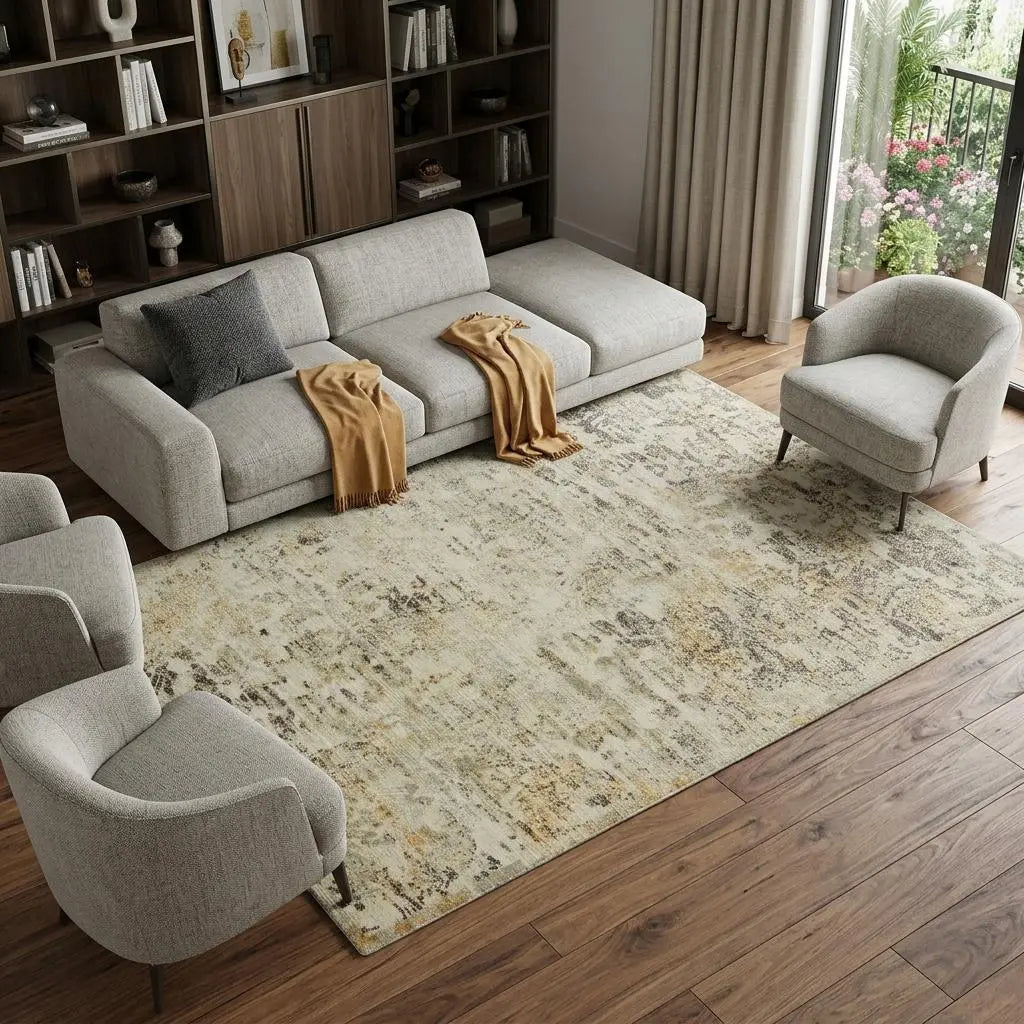 8' X 10' Beige Copper And Brown New Zealand Lambs Wool Abstract Hand Carved Handmade Area Rug Homeroots Home Decor