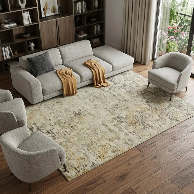 8' X 10' Beige Copper And Brown New Zealand Lambs Wool Abstract Hand Carved Handmade Area Rug Homeroots Home Decor