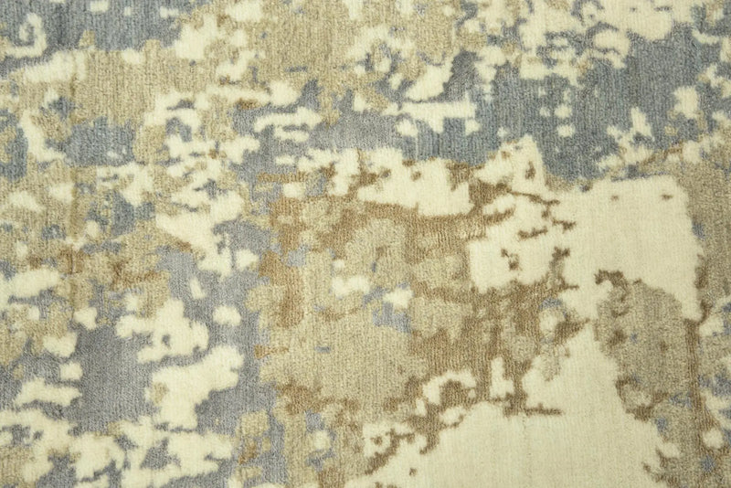 8' X 10' Beige Gray And Ivory New Zealand Lambs Wool Abstract Hand Carved Handmade Area Rug Homeroots Home Decor