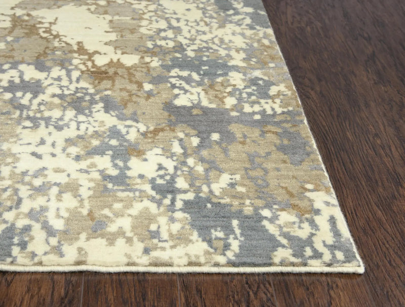 8' X 10' Beige Gray And Ivory New Zealand Lambs Wool Abstract Hand Carved Handmade Area Rug Homeroots Home Decor