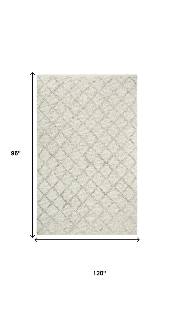 8' X 10' Beige Ivory And Brown Wool Geometric Hand Woven Area Rug Homeroots Home Decor