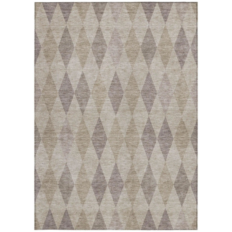 8' X 10' Beige Taupe and Brown Geometric Washable Non Skid Indoor Outdoor Area Rug - GreatEagleInc