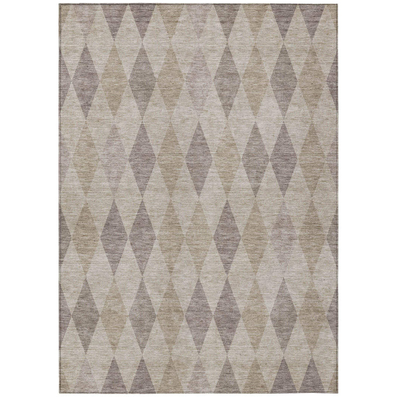 8' X 10' Beige Taupe and Brown Geometric Washable Non Skid Indoor Outdoor Area Rug - GreatEagleInc