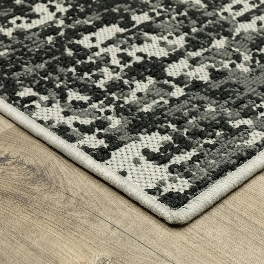 8' X 10' Beige and Black Abstract Stain Resistant Indoor Outdoor Area Rug Homeroots Outdoor