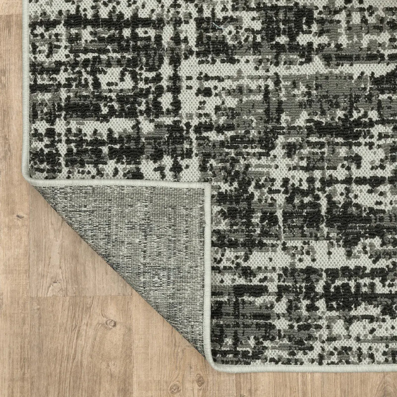 8' X 10' Beige and Black Abstract Stain Resistant Indoor Outdoor Area Rug Homeroots Outdoor