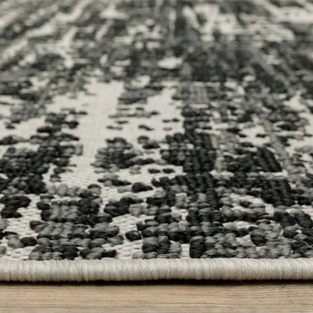 8' X 10' Beige and Black Abstract Stain Resistant Indoor Outdoor Area Rug Homeroots Outdoor