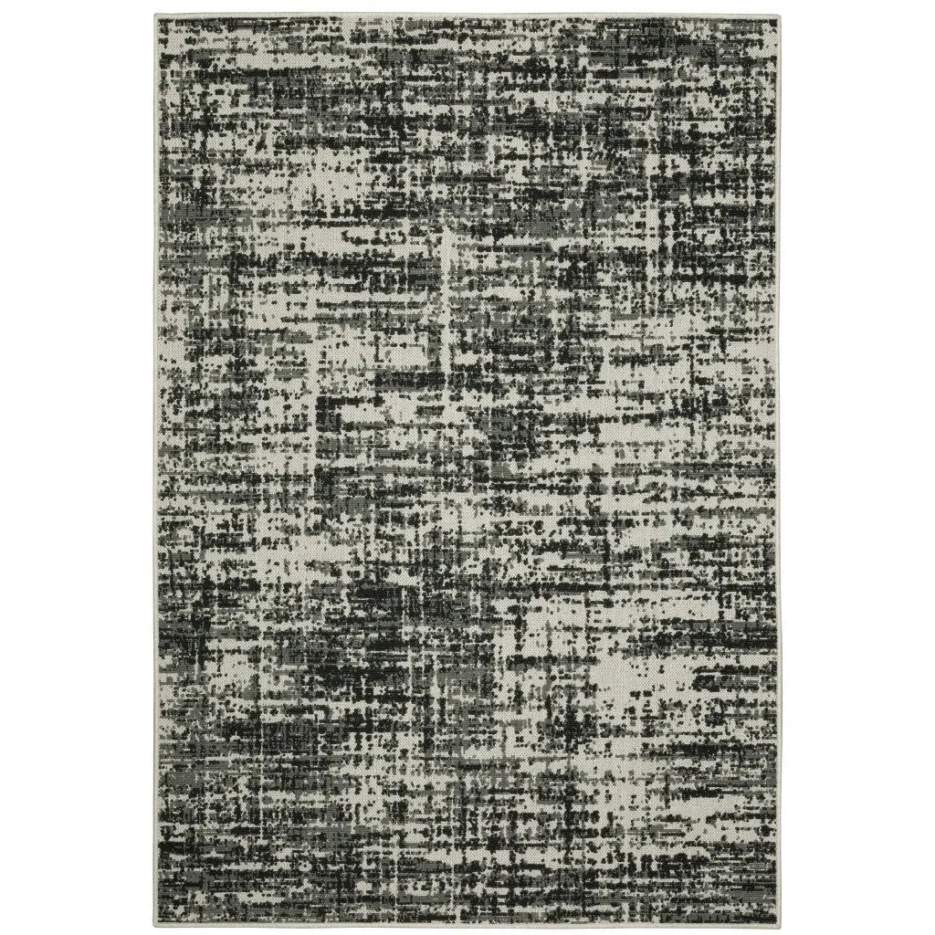 8' X 10' Beige and Black Abstract Stain Resistant Indoor Outdoor Area Rug Homeroots Outdoor