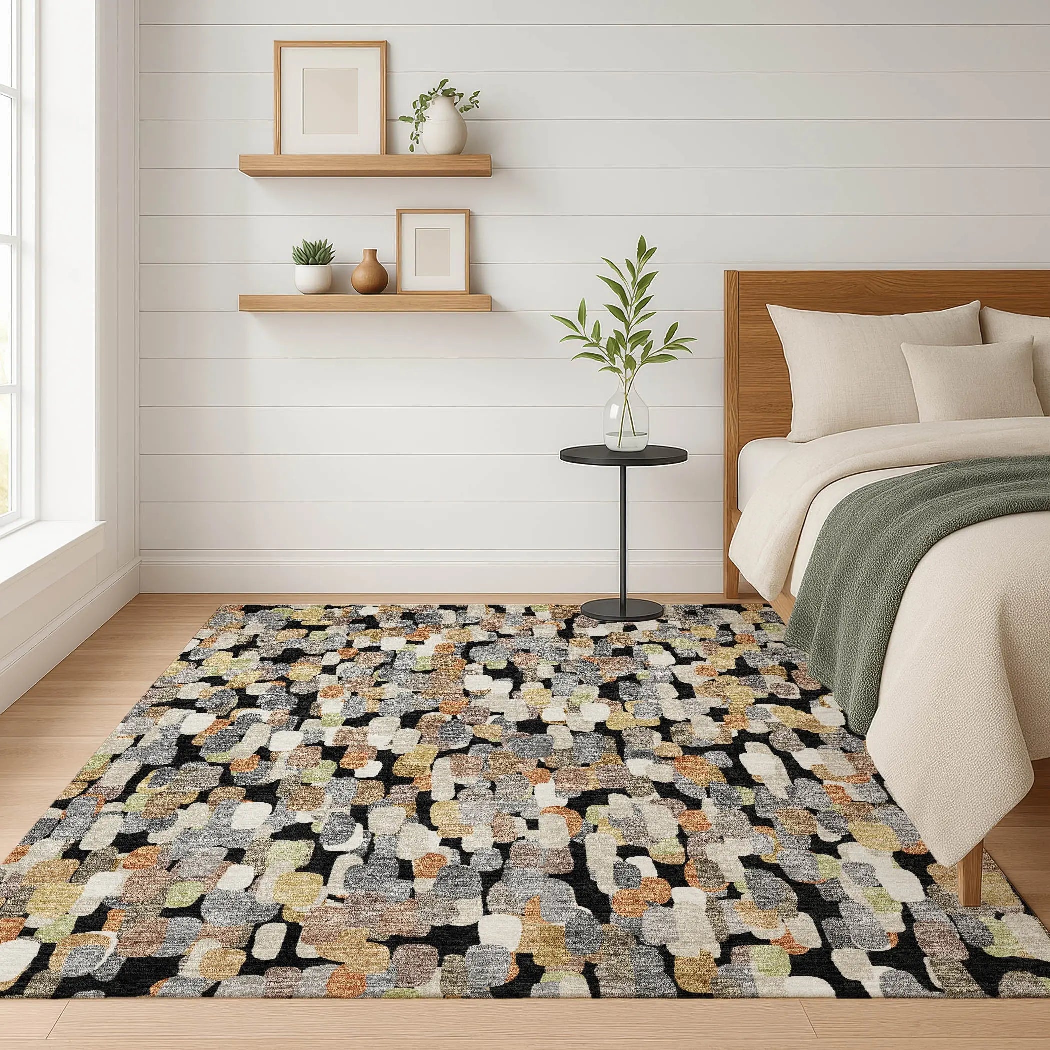 8' X 10' Black And Beige Abstract Washable Indoor Outdoor Area Rug Homeroots Outdoor