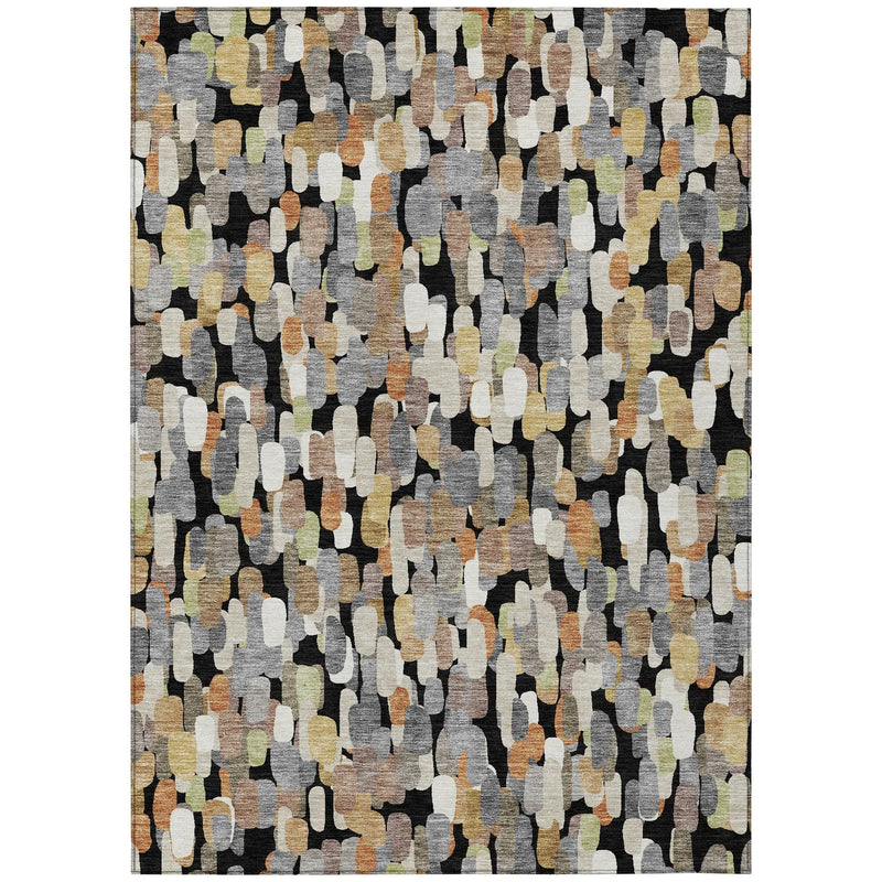 8' X 10' Black And Beige Abstract Washable Indoor Outdoor Area Rug Homeroots Outdoor