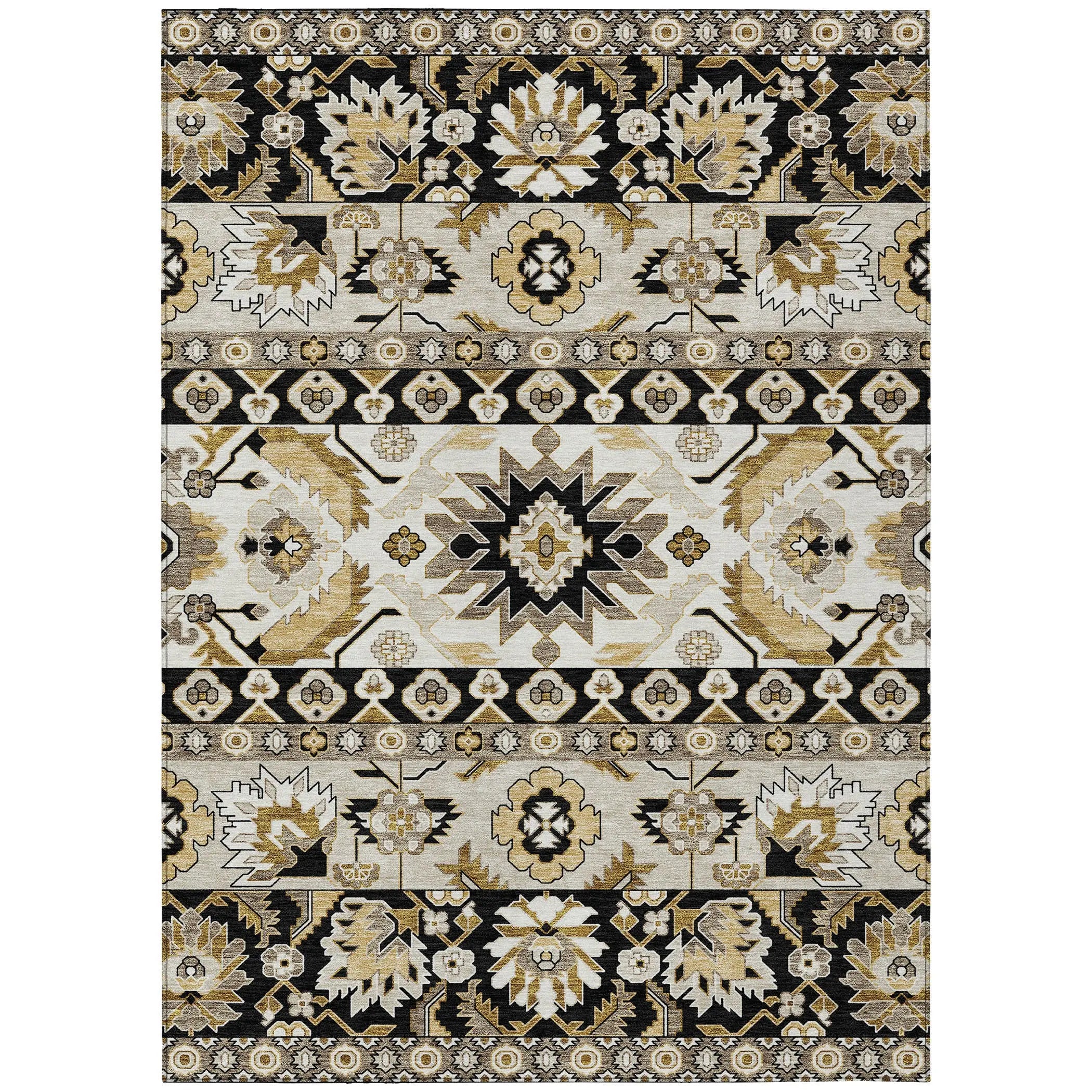 8' X 10' Black And Beige Cactus Washable Indoor Outdoor Area Rug Homeroots Outdoor